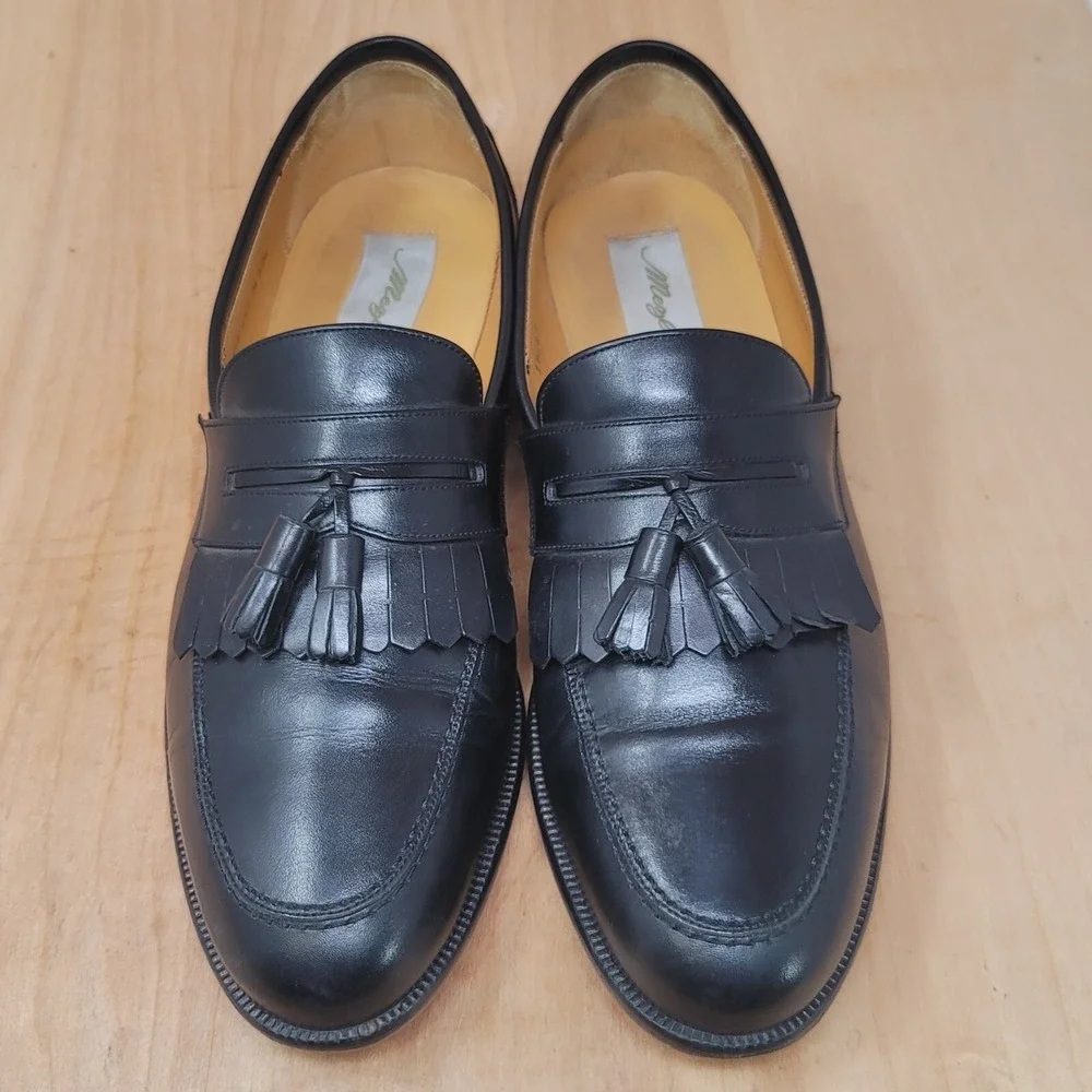 Mezlan Mens Loafers Size 11.5 M Black Leather Tassel Kiltie Dress Shoes Romano